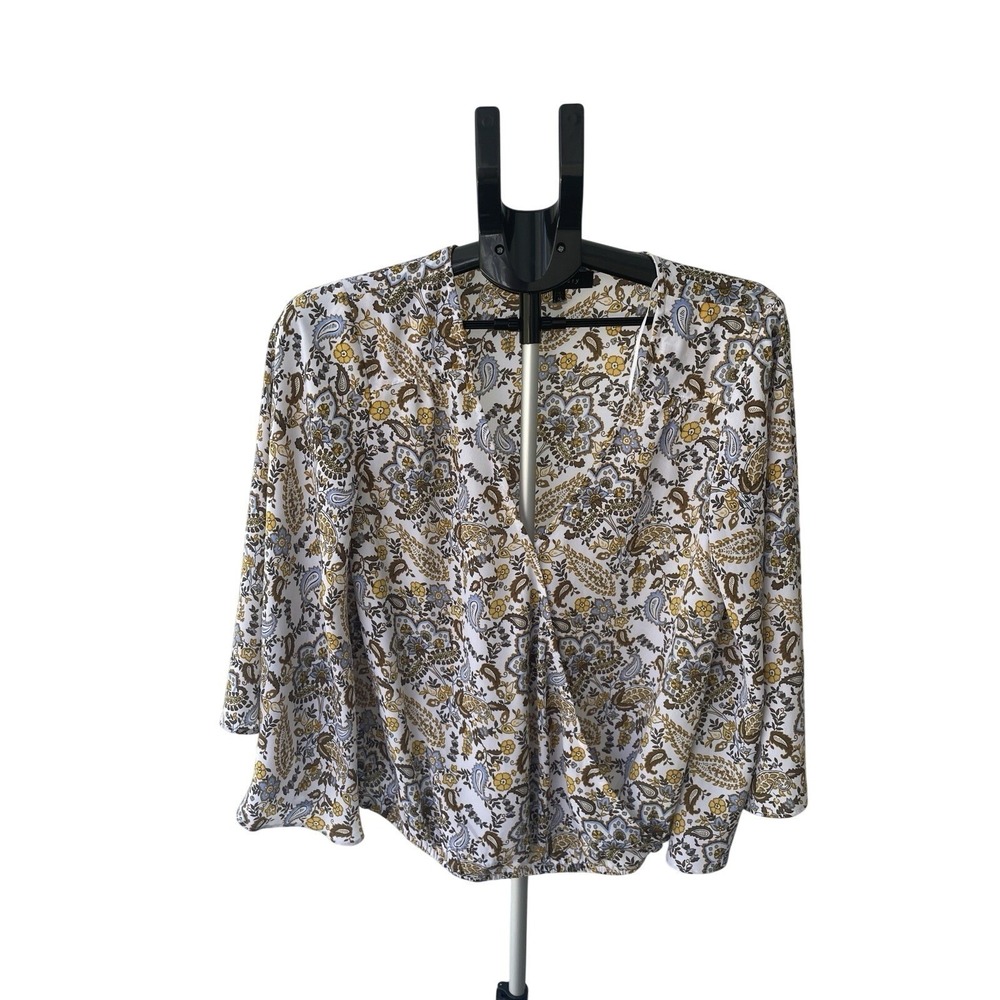 Sanctuary Ladies Blouse Sz M Paisley Floral Wrap Bell Sleeves‎ NWOT